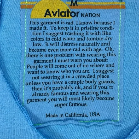 Aviator Nation Women’s‎ Medium Lightning Bolt Tank Top Blue USA Made - Picture 4 of 6